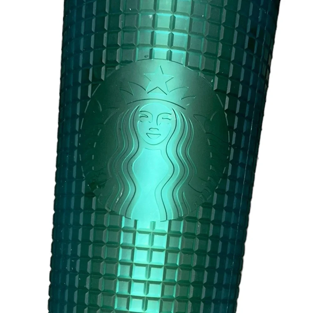 Starbucks 2022 Green/Blue Grid Studded 24oz Tumbler Cup Mountain Dew cup